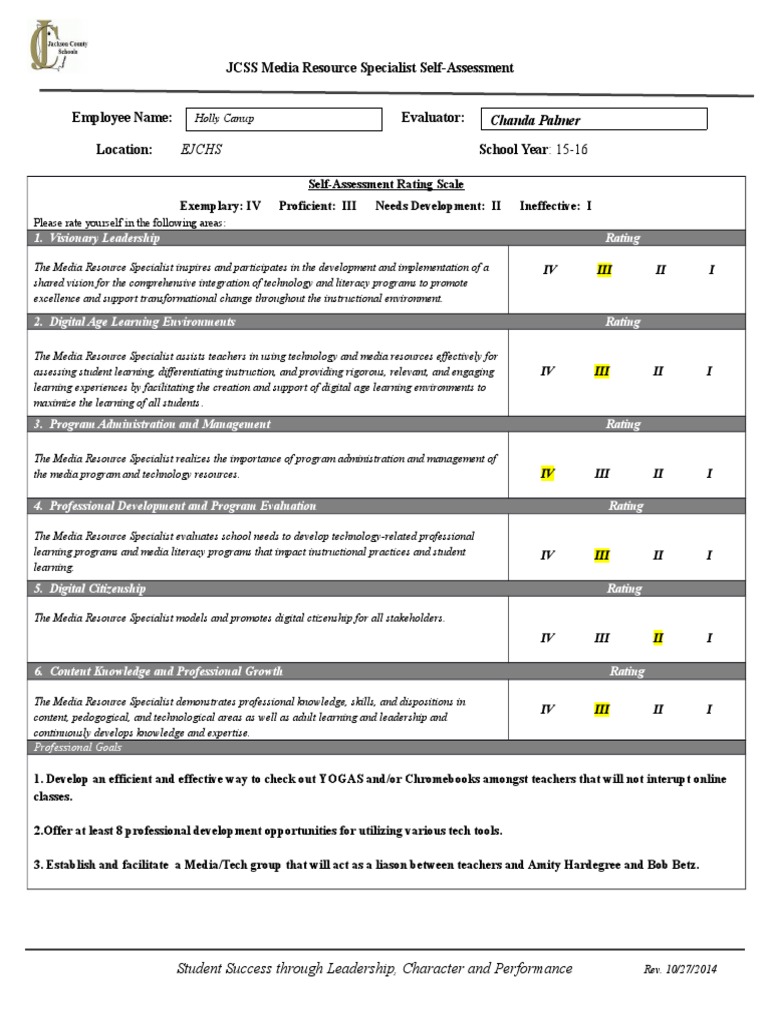 Jcss Mrs Self-Assessment Final-1 | PDF | Career & Growth