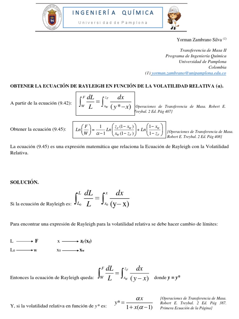 Obtención De La Expresión De Rayleigh En Función De Volatilidad