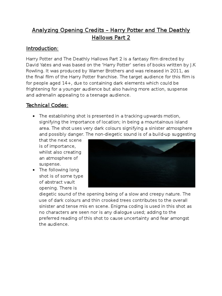 Analyzing Opening Credits Harry Potter and The Deathly Hallows Part 2
