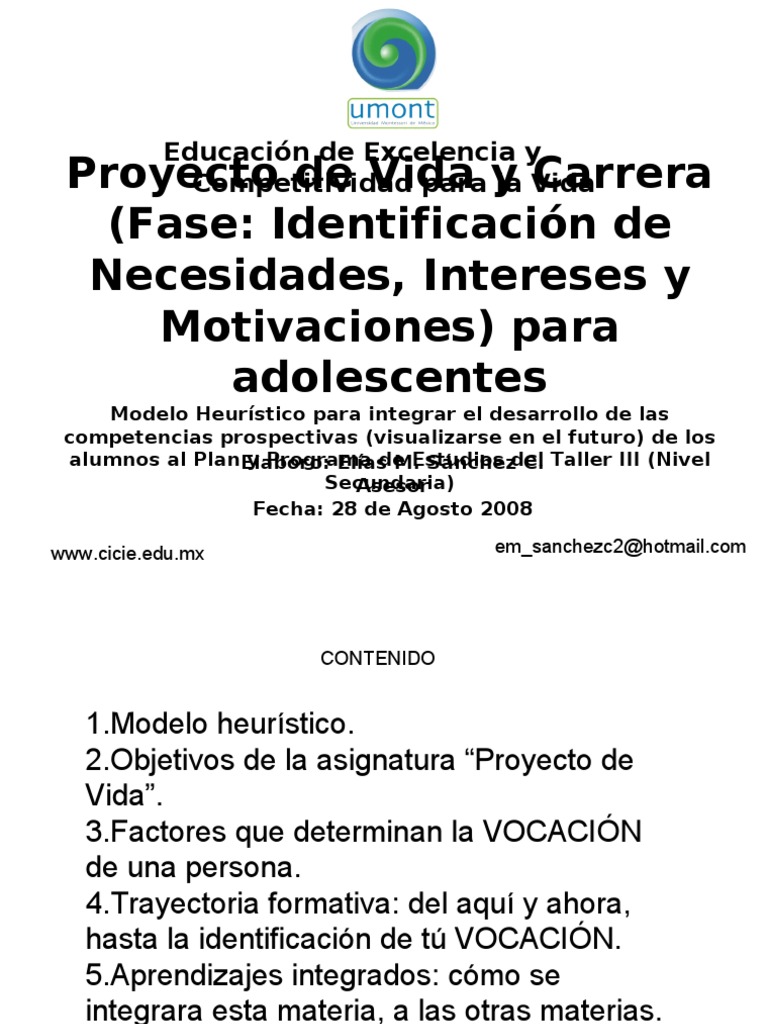 Proyecto de Vida para Adolescentes | PDF | Heurístico | Educación ...