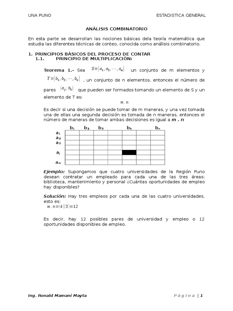 Análisis Combinatorio en Estadística | PDF | Permutación | Combinatoria