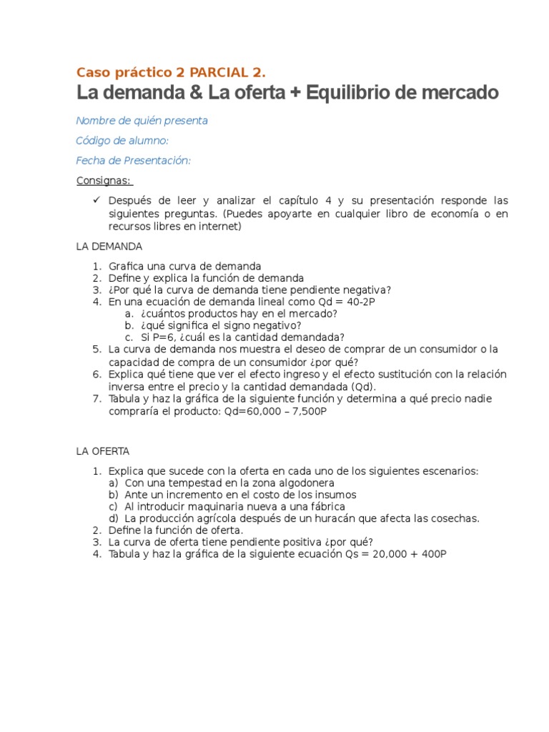 Demanda, Oferta y Equilibrio de Mercado | PDF | Curva de demanda ...