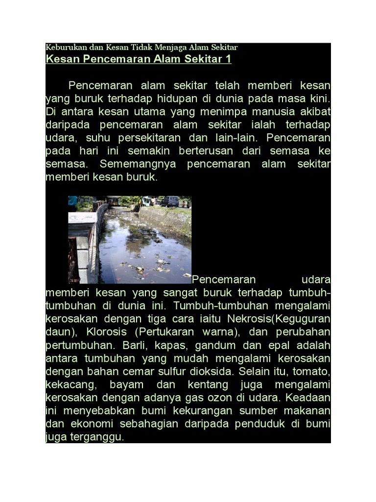 Kesan Pencemaran Udara Kepada Manusia Dan Alam Sekitar