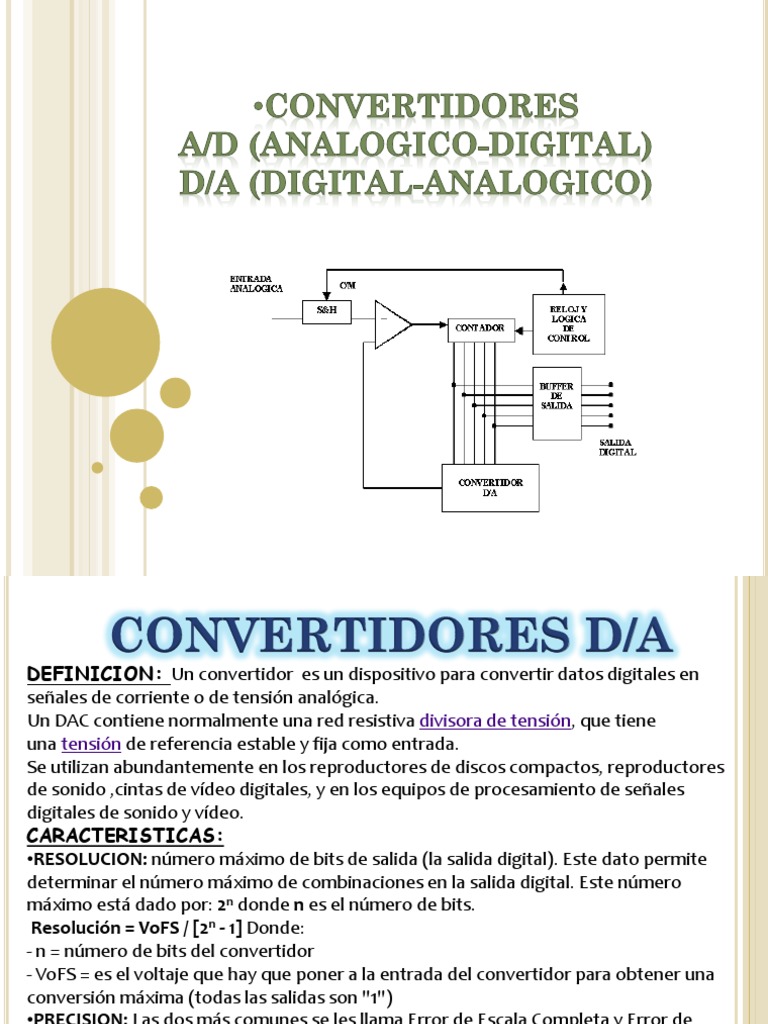 Convertidores D/A y A/D (Analógico - Digital), PDF, Convertidor digital a  analógico