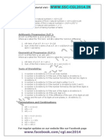 Maths Formulae - SSC CGL