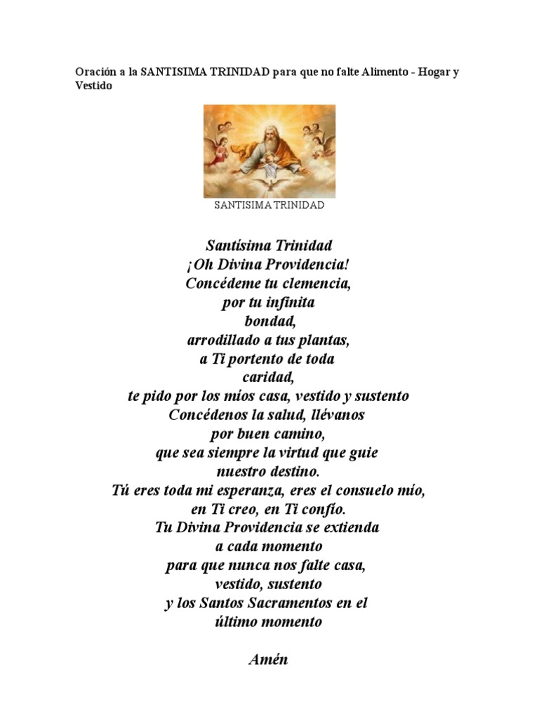 Oración A La Santisima Trinidad | PDF | Oración | Espiritualidad
