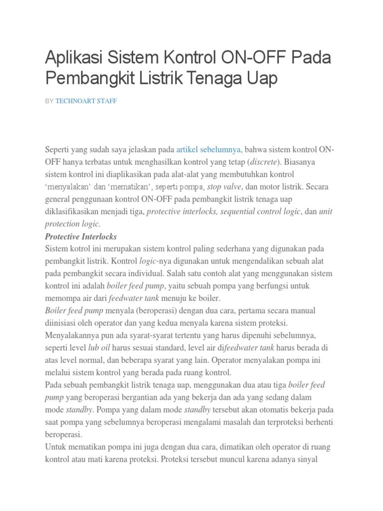 Aplikasi Sistem Kontrol On Off | PDF