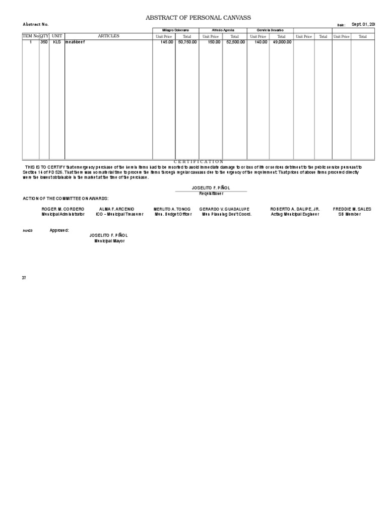 Emergency Purchase Certification Document | PDF