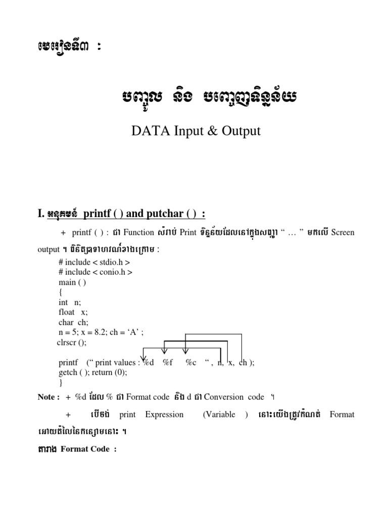 C Programming: Input/Output Functions | PDF | Computers