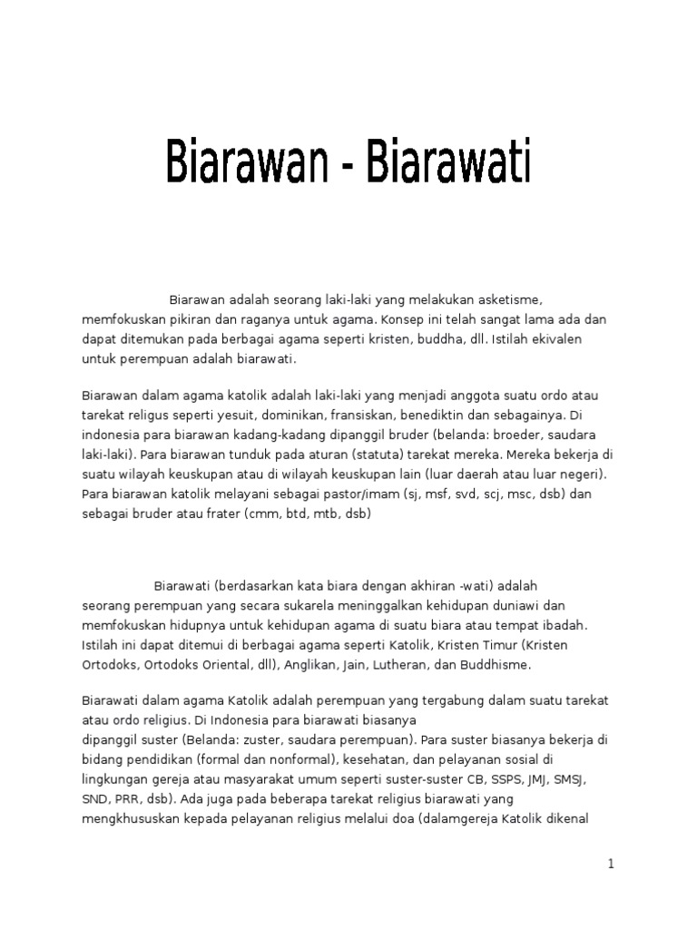 Peranan Biarawan dan Biarawati | PDF | Ilmu Sosial | Agama & Spiritualitas