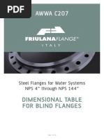 AWWA C207: Dimensional Table For Blind Flanges