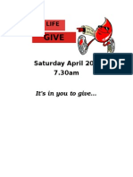 Save a Life by Giving Blood April 20th