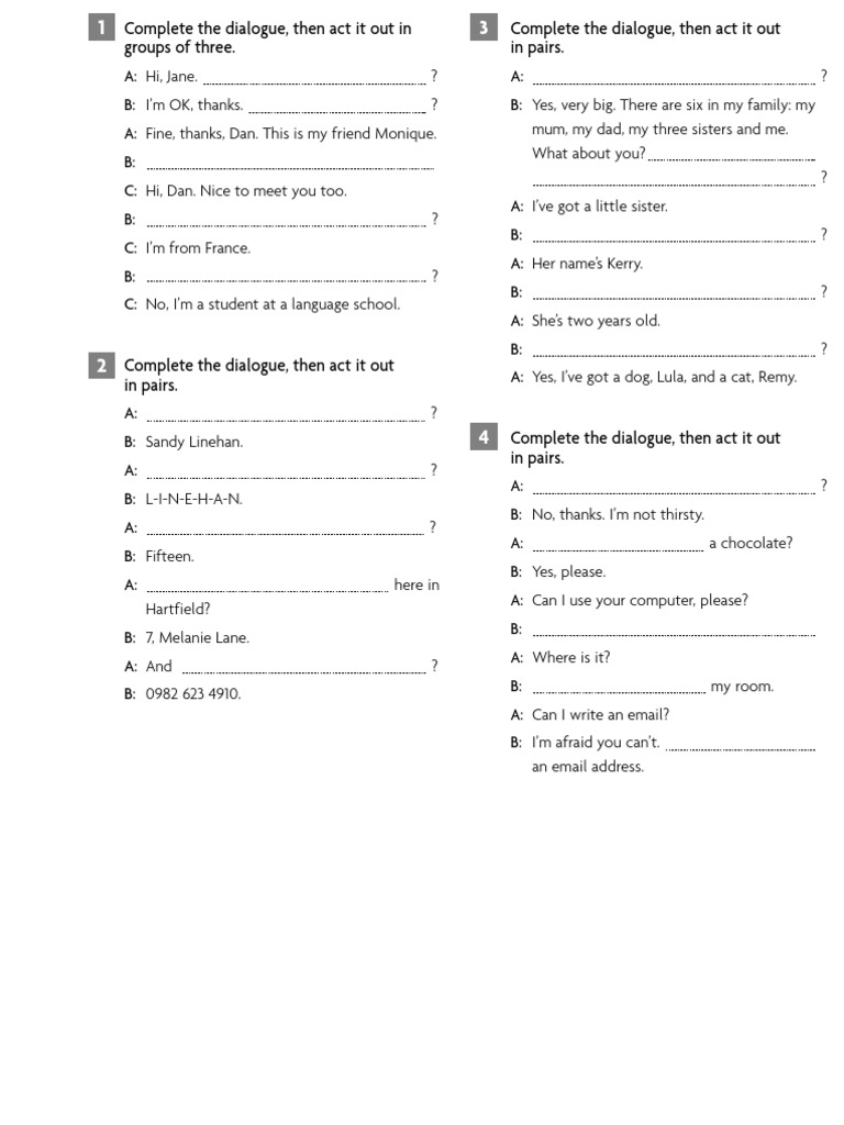 Dialogue Completion and Role Play Guide | PDF