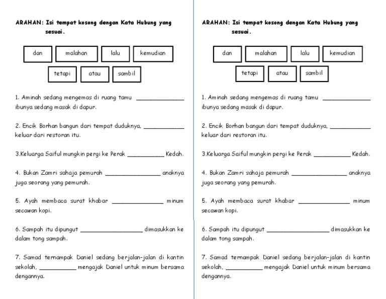 Latihan Kata Hubung Tahun 3