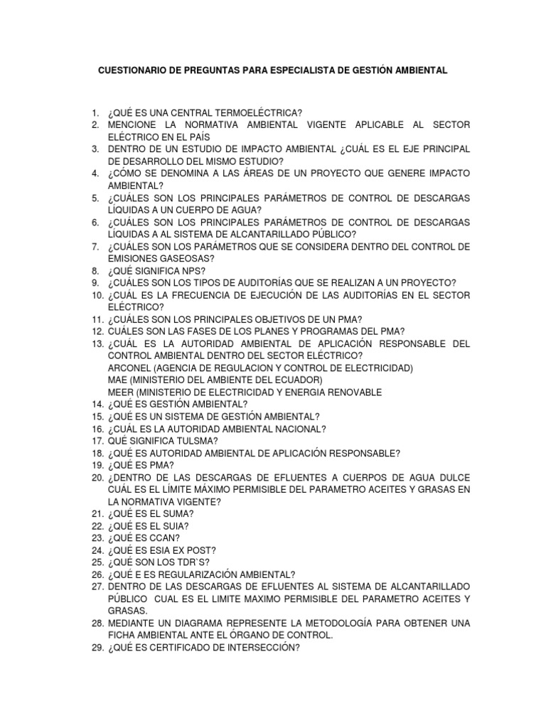 Banco de Preguntas Gestion Ambiental | PDF