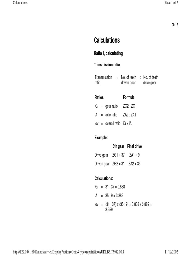 Axle Ratio Calculation Guide | PDF | Computers | Technology & Engineering