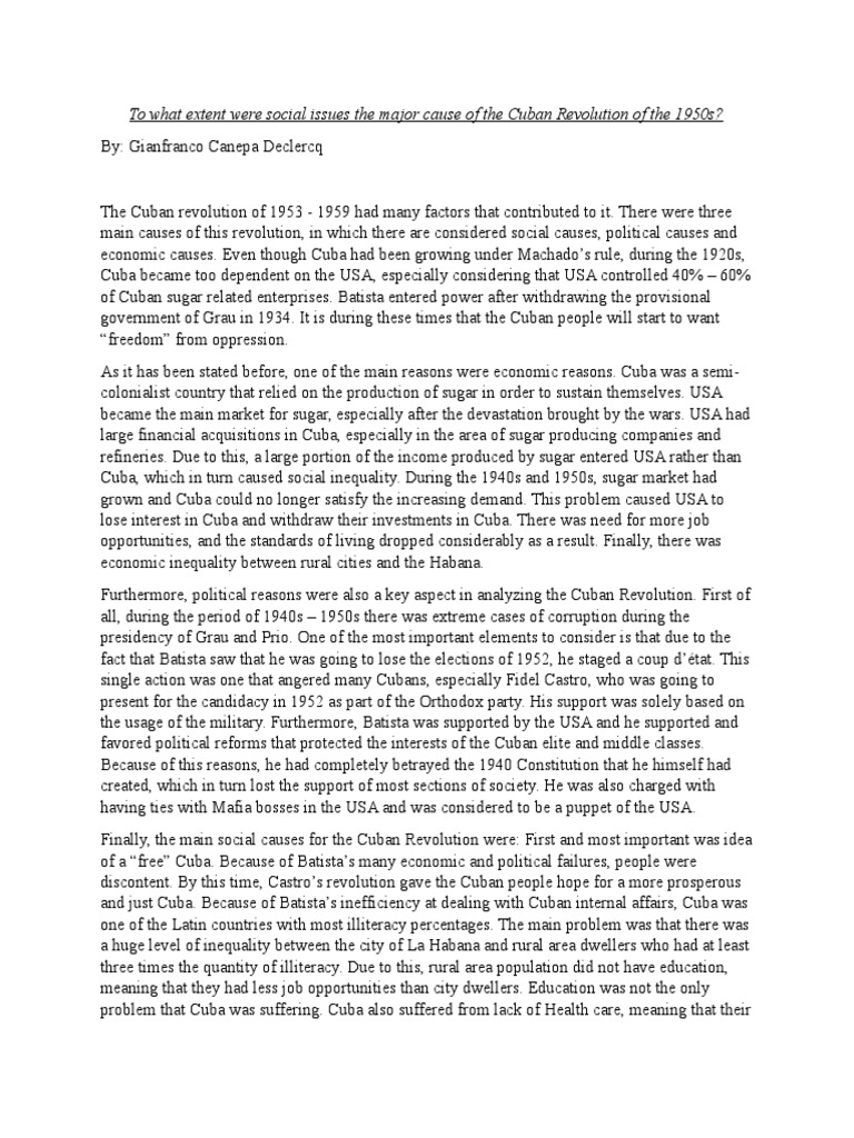 cuban revolution essay