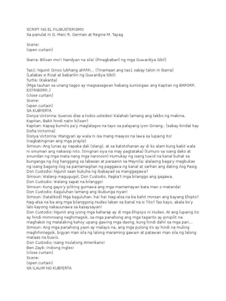 Script NG El Filibusterismo | PDF