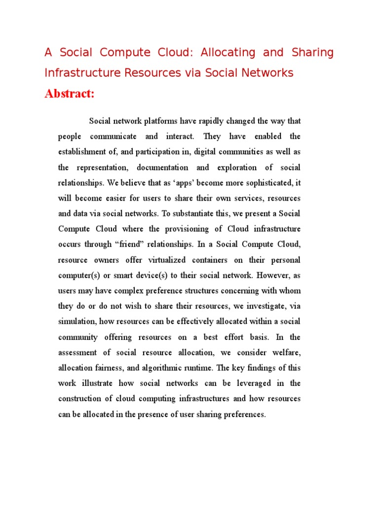 Social Compute Cloud Resource Allocation | PDF | Cloud Computing ...