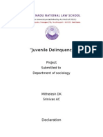 "Juvenile Delinquency": Project Submitted To Department of Sociology