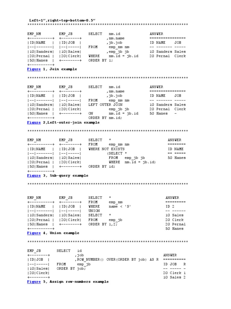DB2 SQL Examples Data Management Software Computer Data