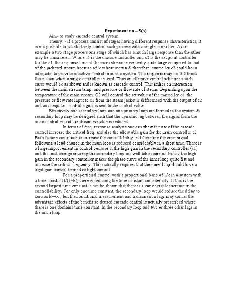 Experiment No - 5 (B) | PDF | Control Theory | Control System