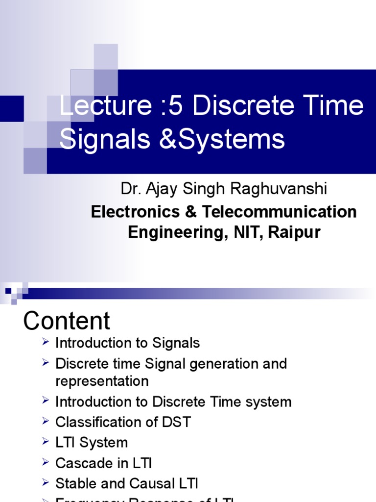 Lecture5 Discrete Time Signals &systems Electronics