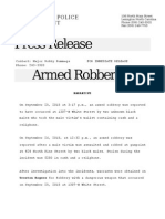 Press Release Armed Robberies: Lexington Police Department