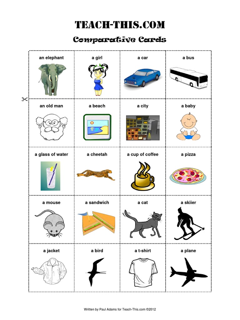 Comparative Cards Teaching Activity | PDF