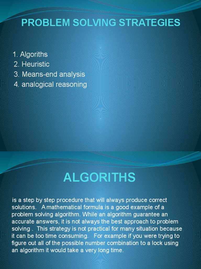 Problem Solving Strategies | Heuristic | Algorithms