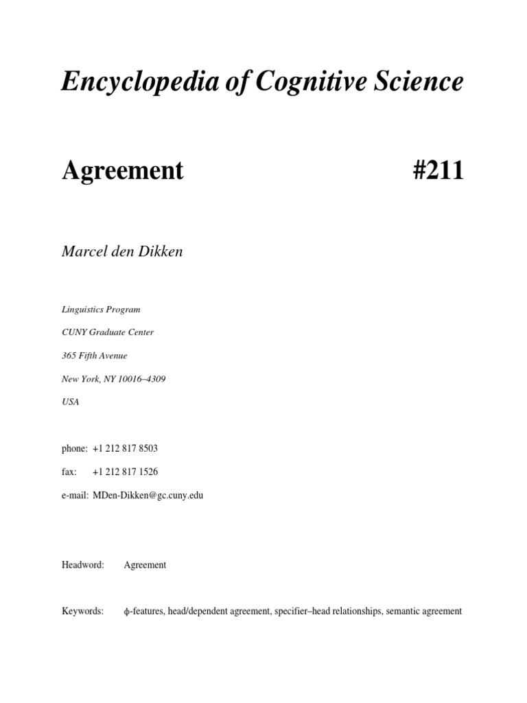 Linguistic Agreement Explained | PDF | Subject (Grammar) | Clause