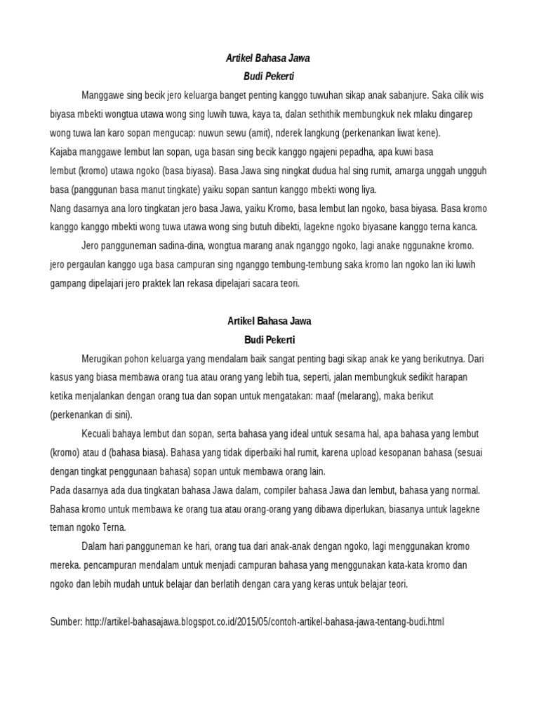 Artikel Bahasa Jawa