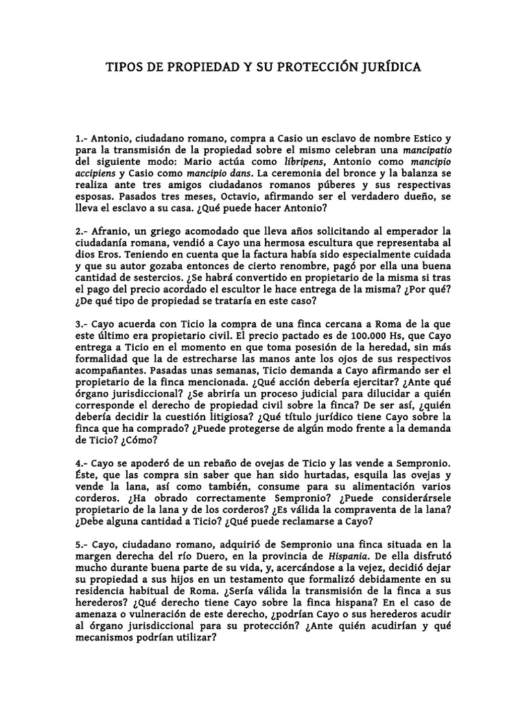 Tema 3 - Tipos de Propiedad y Su Protección | PDF | Propiedad | Roma ...