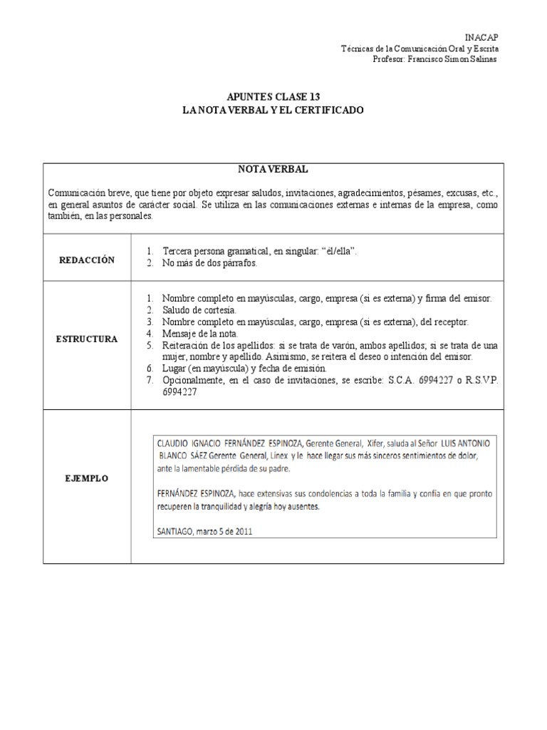 Nota Verbal y Certificado: Guía Práctica | PDF | Comunicación | Verbo