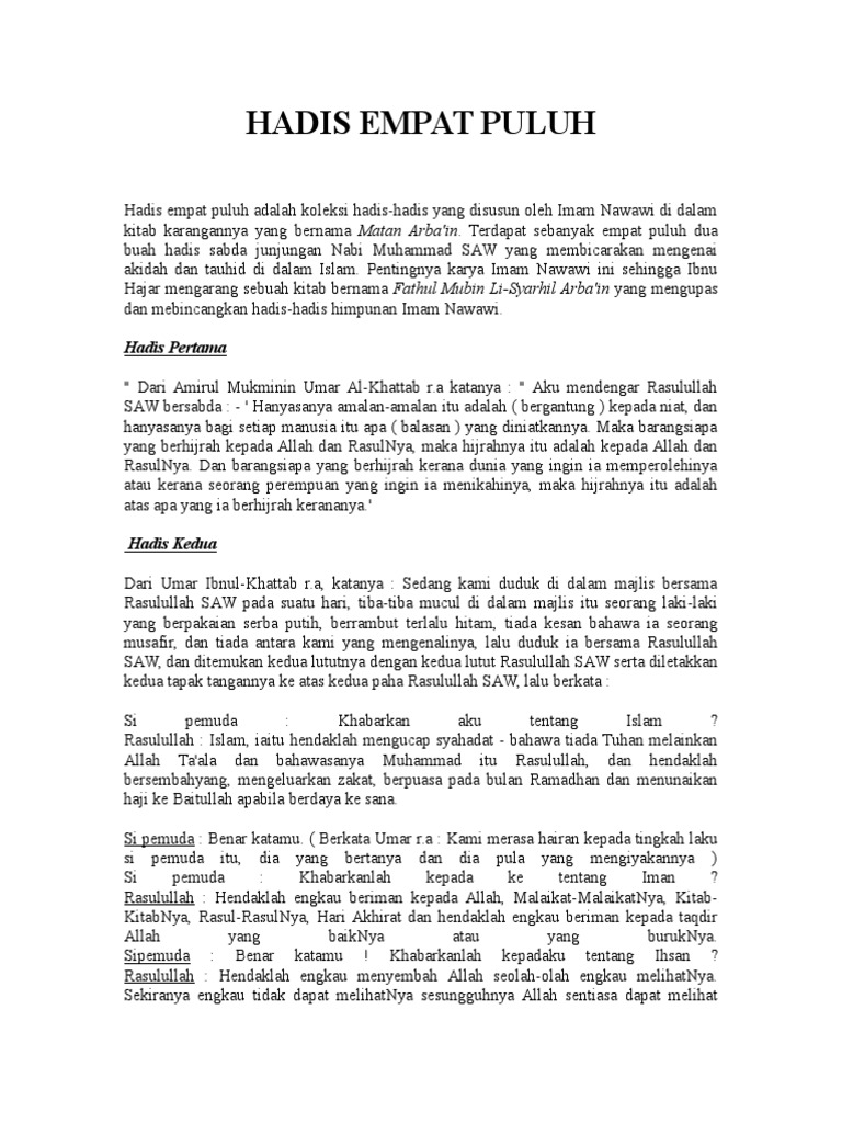 Maksud Hadis Empat Puluh Pdf