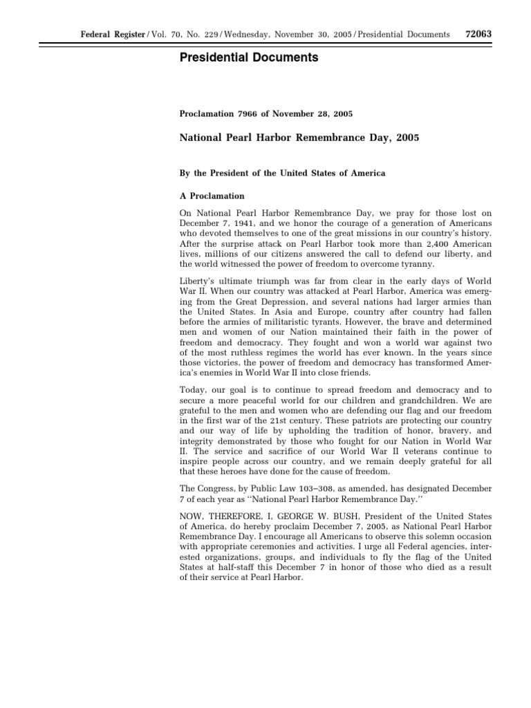 National Pearl Harbor Remembrance Day 2005 | PDF | The United States ...