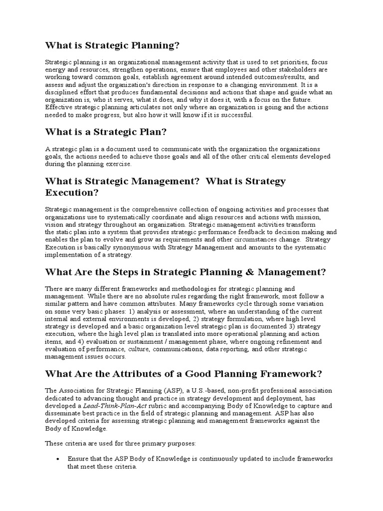 What Is Strategic Planning | PDF | Strategic Planning | Strategic
