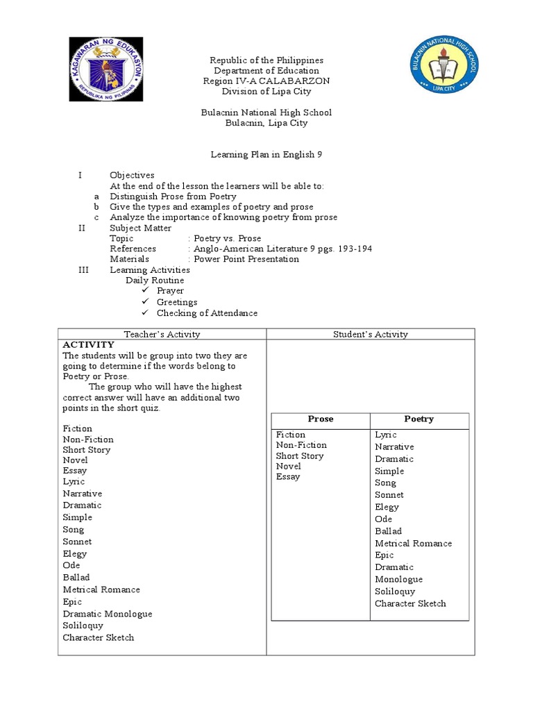 Poetry And Prose Pdf Lyric Poetry Poetry