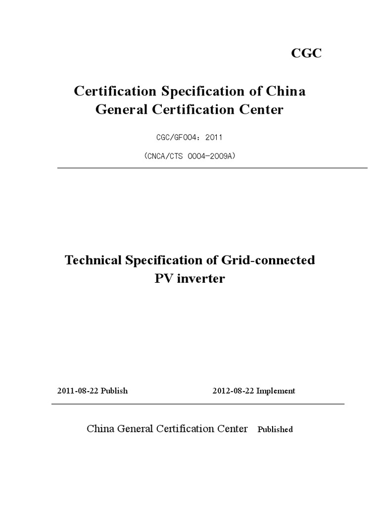 Grid-Connected PV Inverter Specs | PDF | Power Inverter | Photovoltaics