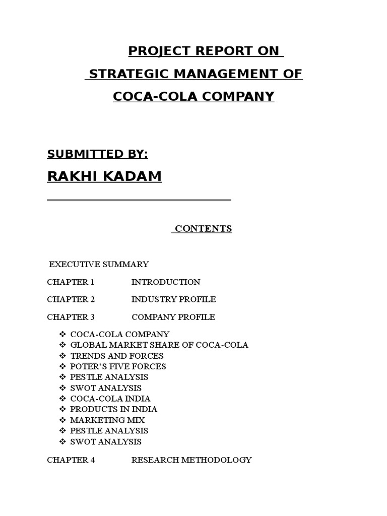 strategic management of coca cola company pdf