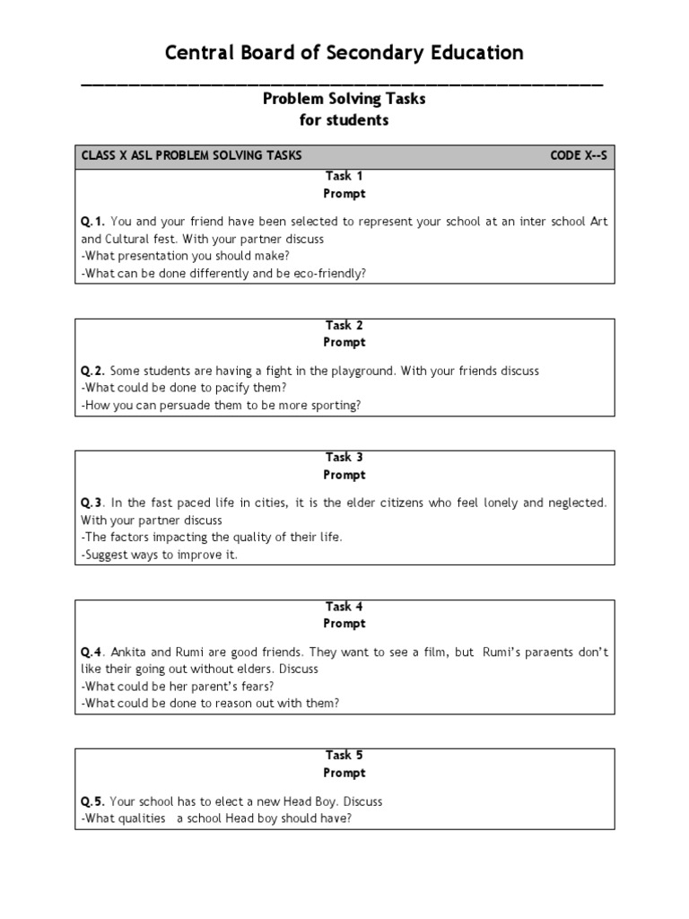 3 Problem Solving Tasks For Students | PDF | Cognition | Psychological ...