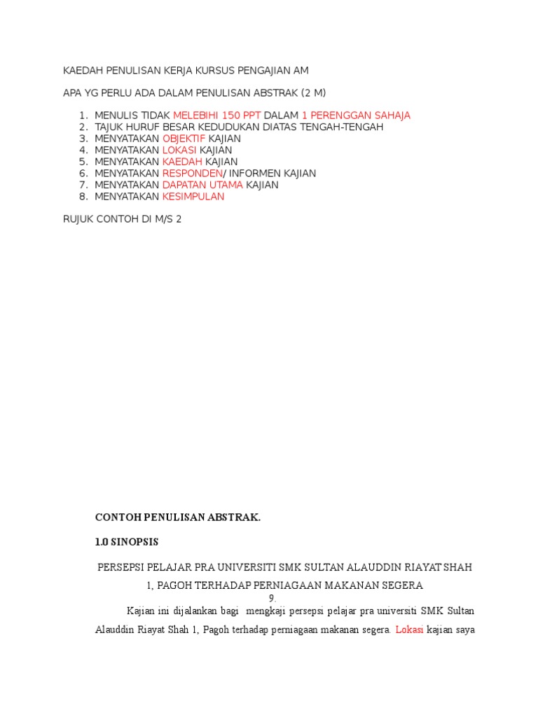 Contoh Abstrak Pdf