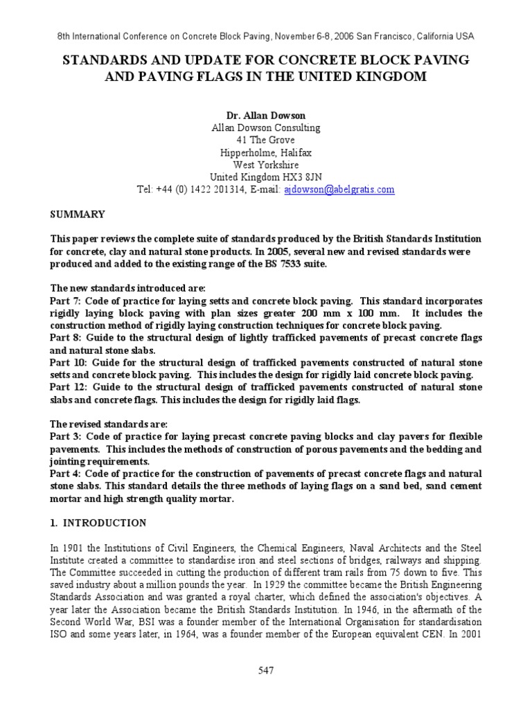 UK Standards for Concrete Paving | PDF | Road Surface | Standardization