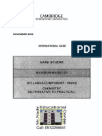 Chemistry Mark Scheme Nov 2002 Paper 6