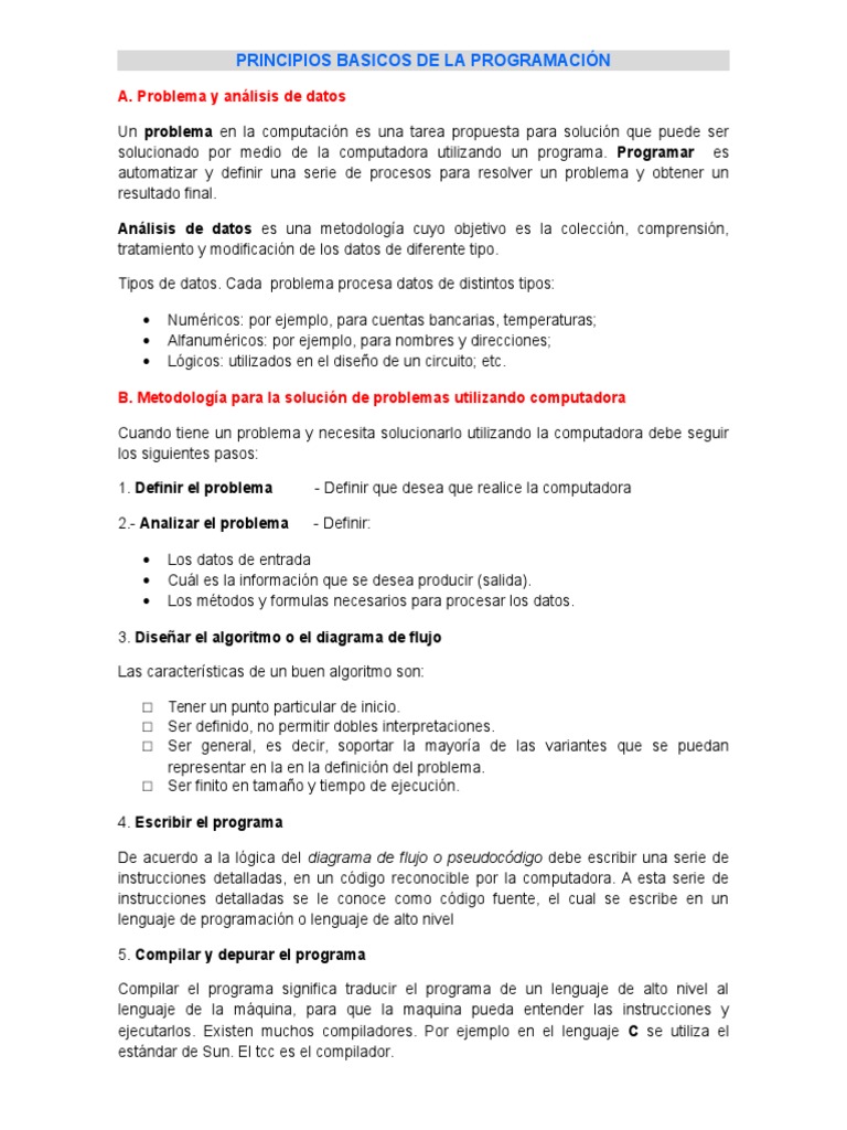 Principios Básicos de Programación | PDF | Programa de computadora ...