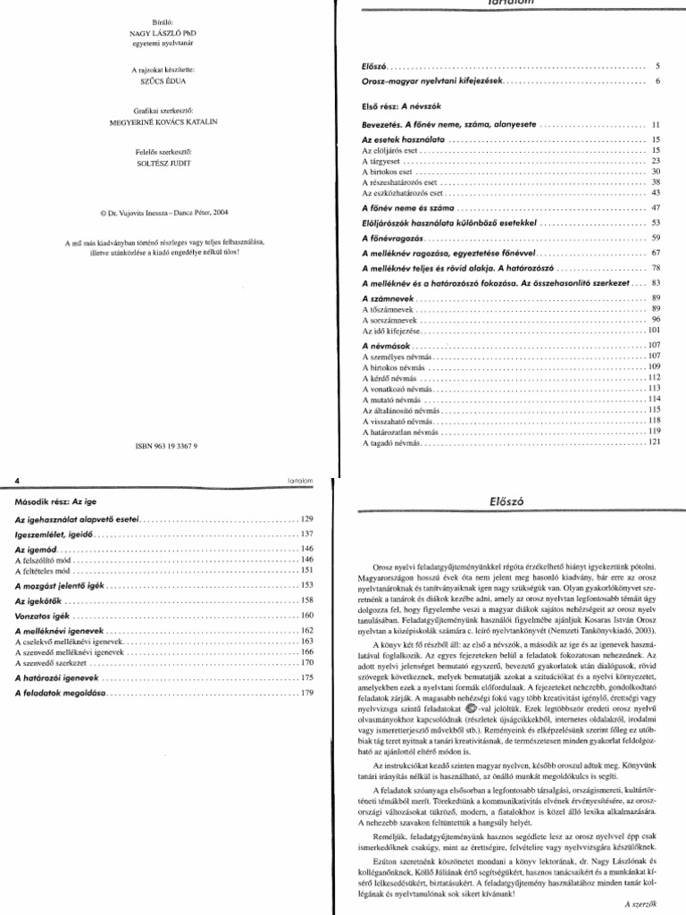 Vujovits Dancz - Eto Nado Znaty. Orosz Nyelvtani Gyakorlokonyv | PDF