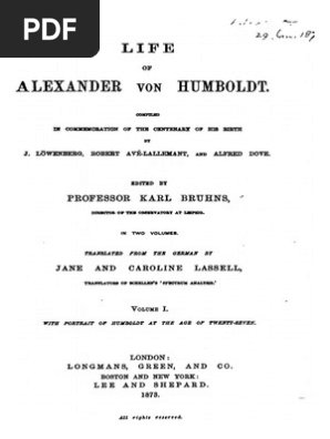 Life Of Alexander Von Humboldt Professor Karl Bruhne Volume 1