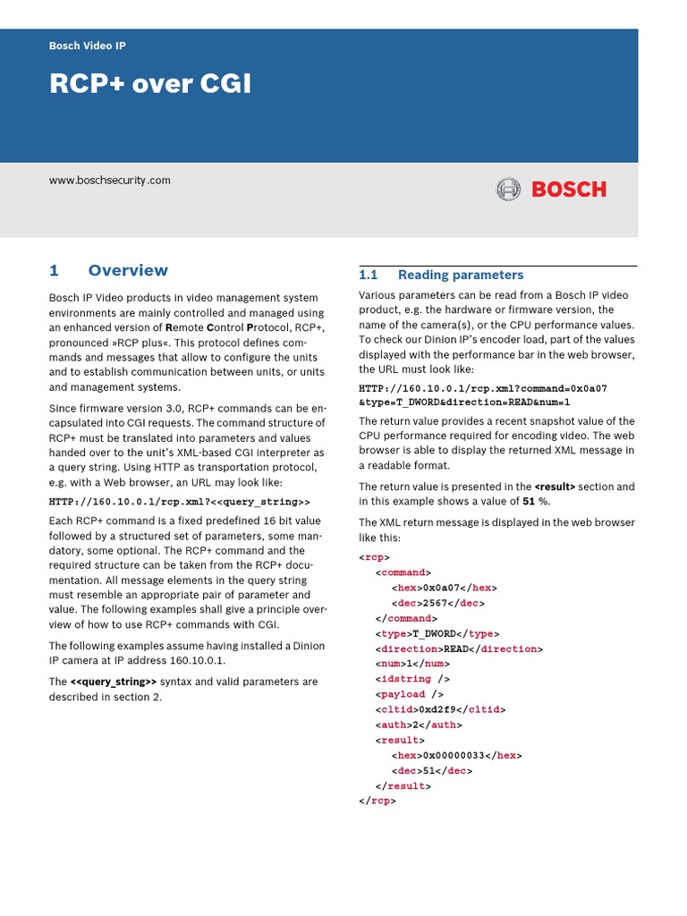 RCP+ Protocol for Bosch IP Video | PDF | Hypertext Transfer Protocol ...