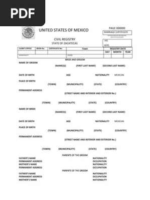 Mexico Marriage Certificate
