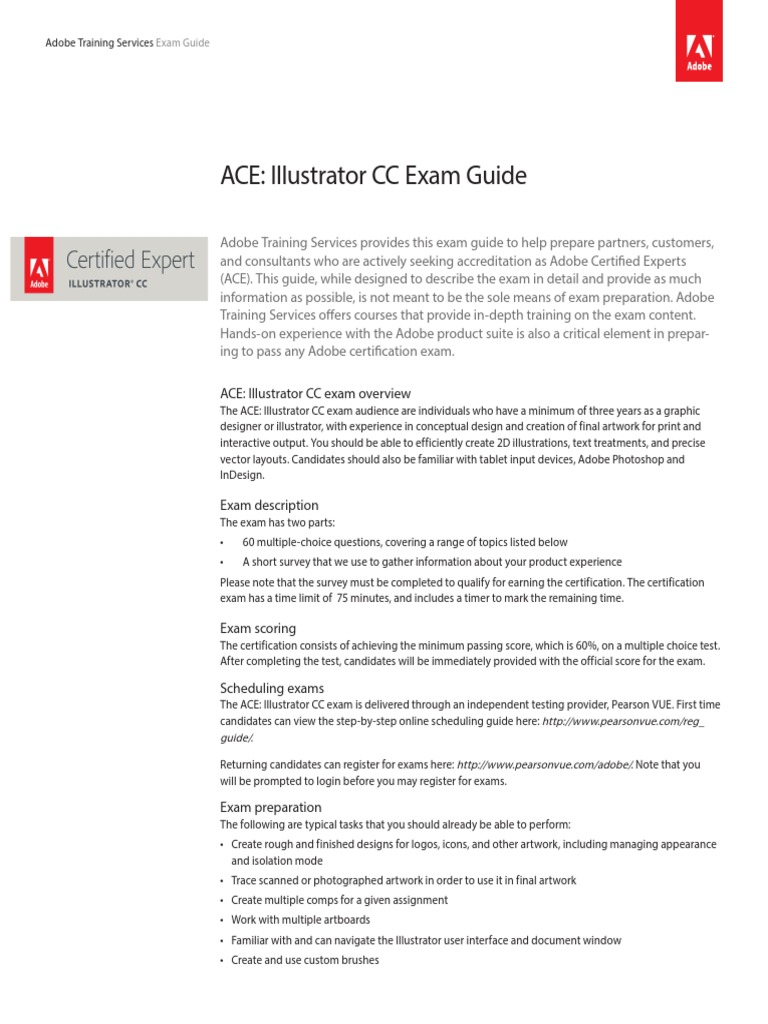 Sample Exam, ACE adobe certified Adobe Illustrator Graphics